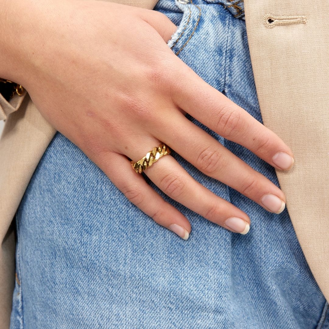 Panser Facet Ring 18k Guldbelagt 7mm