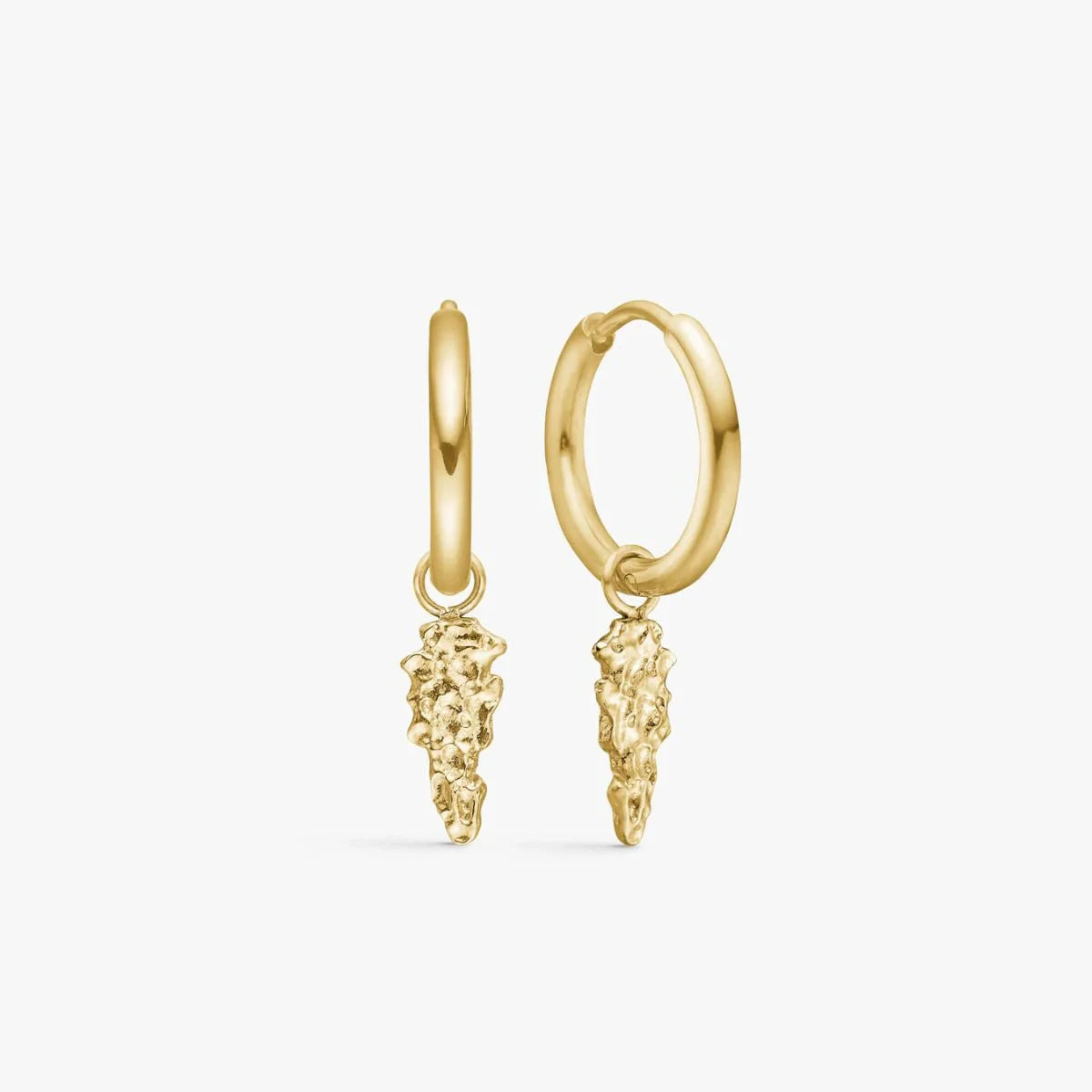 Classic Creoler Scoria Rock 18K Guldbelagt 10mm