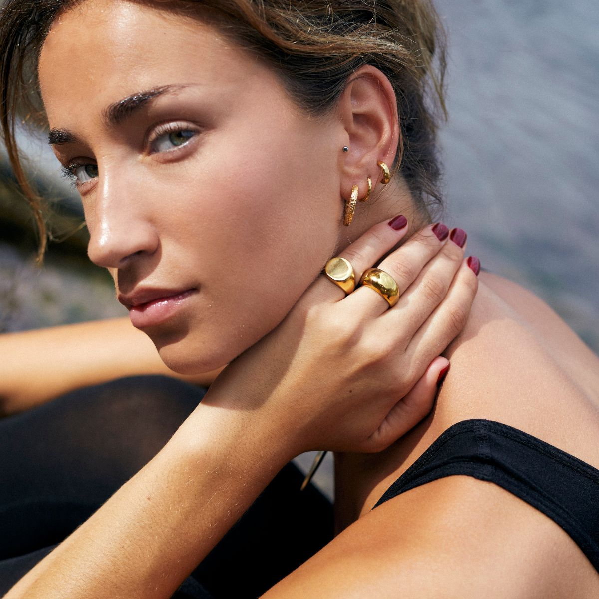 Classic Dome Hoops 18K guldbelagt 10mm