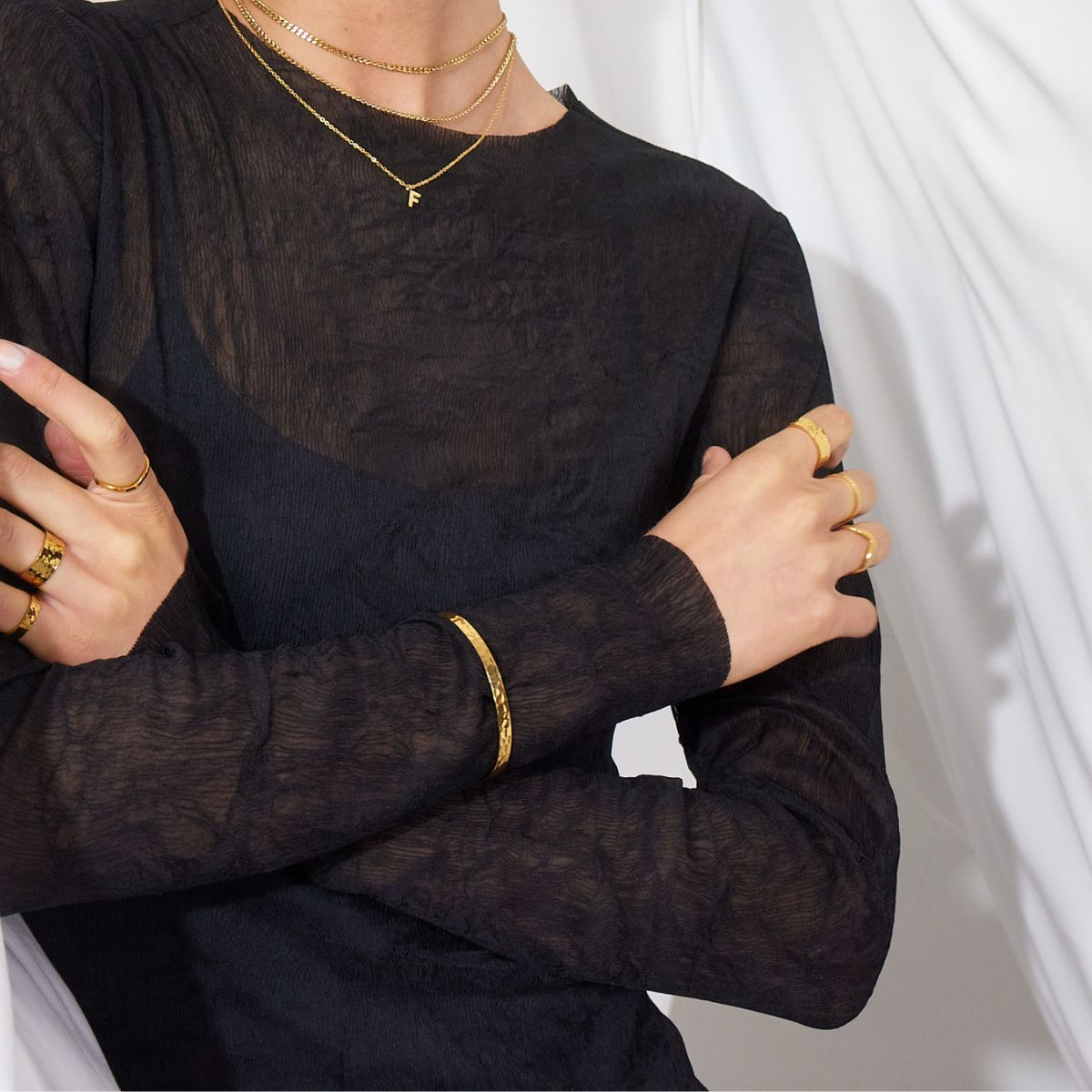 Hamret Bangle 18K Guldbelagt 5mm