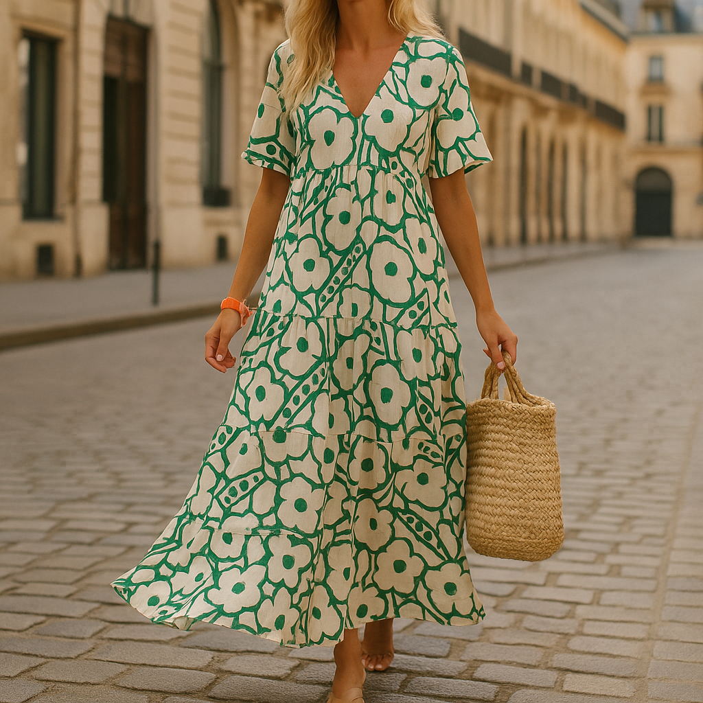 Sommer & Stil™ Lang sommerkjole med blomstermønster