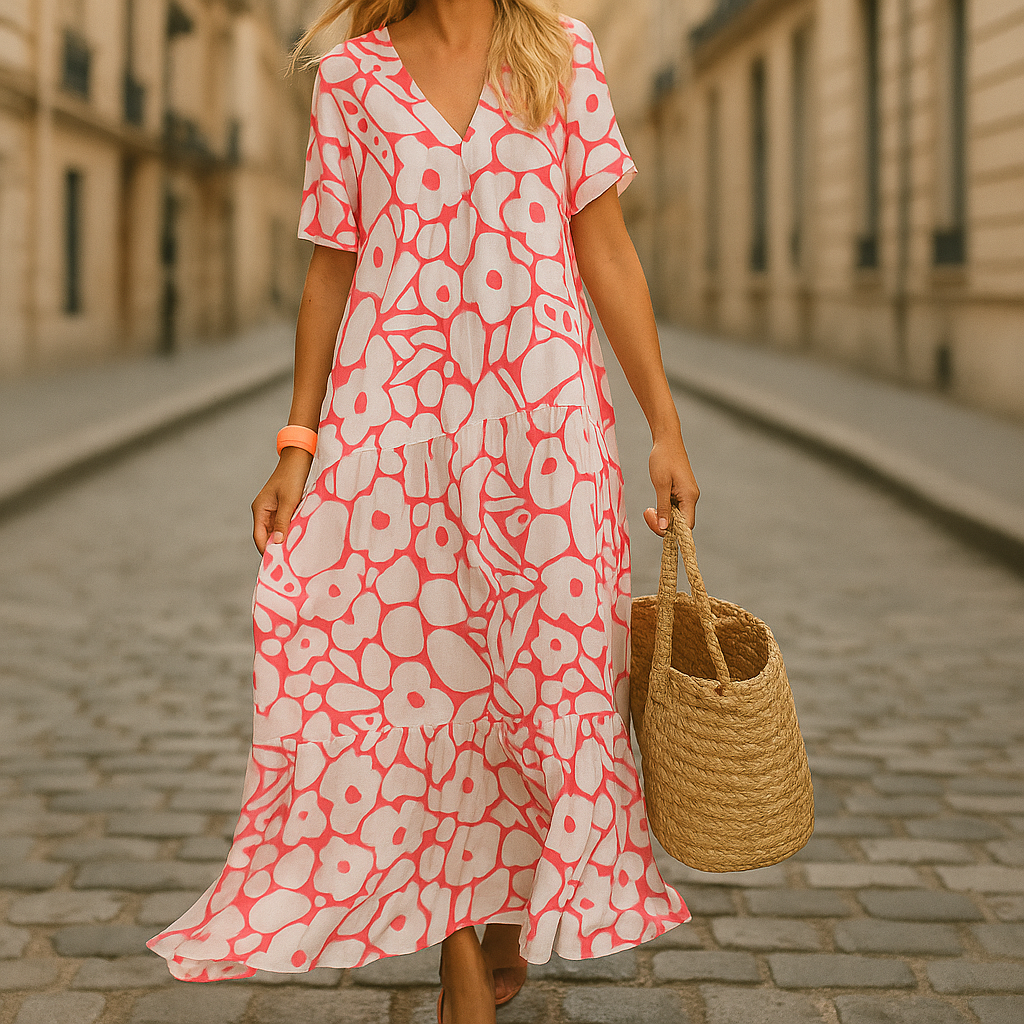Sommer & Stil™ Lang sommerkjole med blomstermønster