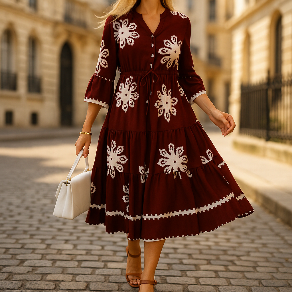 Sommer & Stil™  Midikjole med broderidetaljer