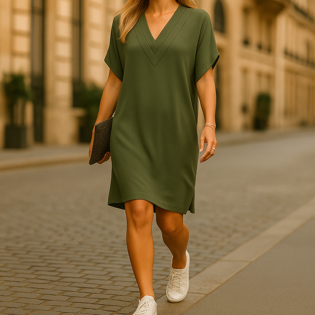 Sommer & Stil™ Kjole med V-hals og overslag