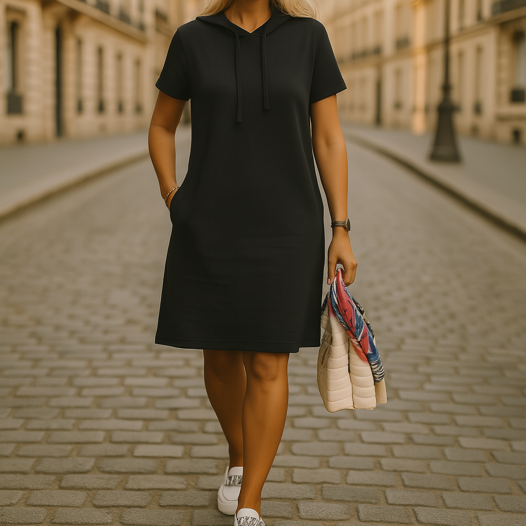 Sommer & Stil™ Luftig hættetrøje-kjole i mellemlang længde