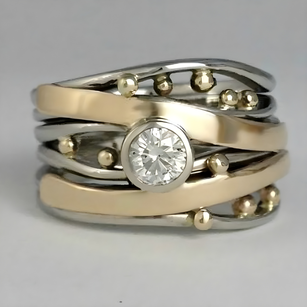 Vintage Guldfarvet Ring med Zirkonia