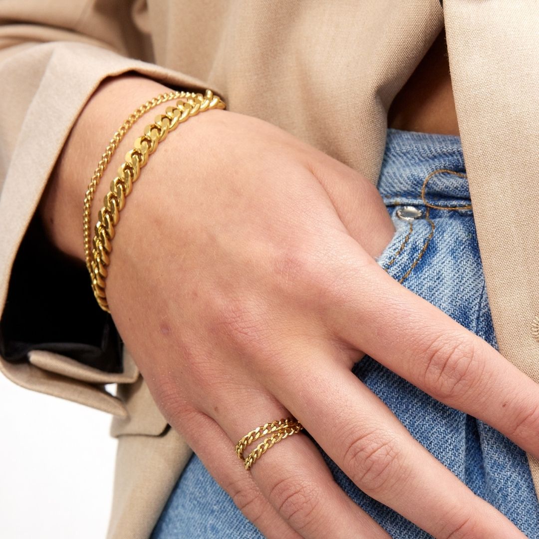 Panser Facet Armbånd 18K Guldbelagt 3mm