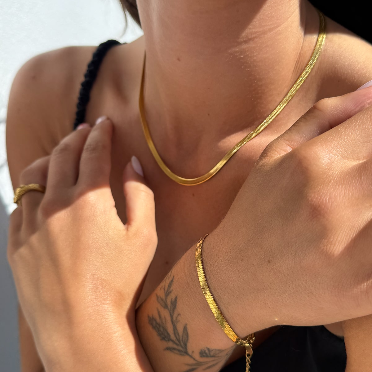 Flad Slange Armbånd 18K Guldbelagt 4mm