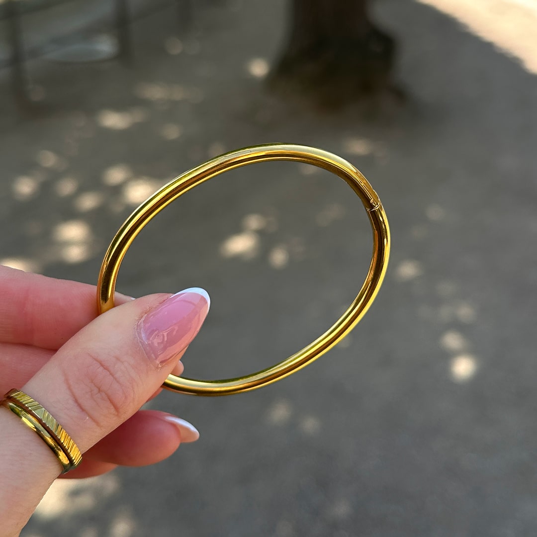 Oval Dome Bangle 18K Guldbelagt