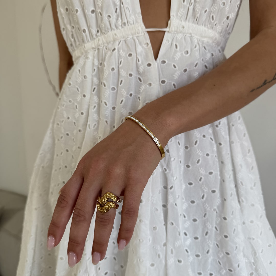 Krystal Bangle 18K Guldbelagt 4mm