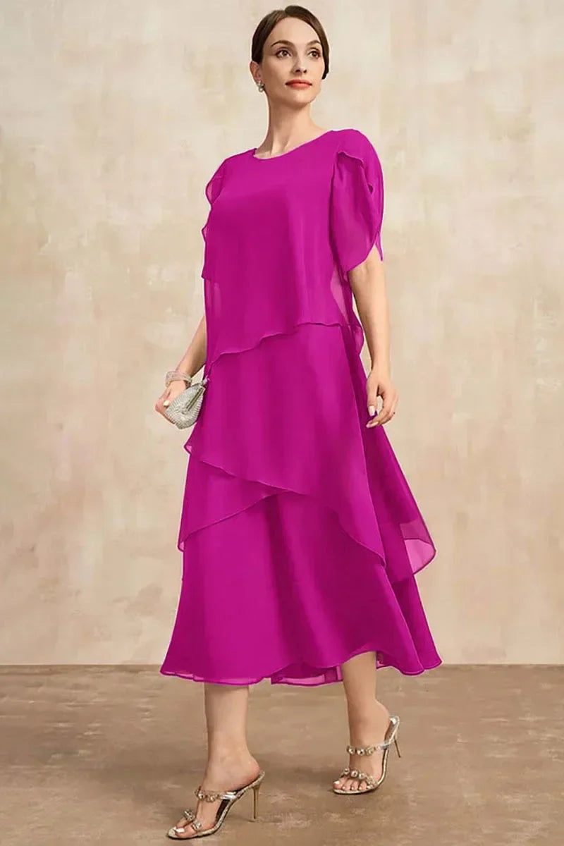 Sommer & Stil™  Luftig lag-på-lag-kjole Midi Fit