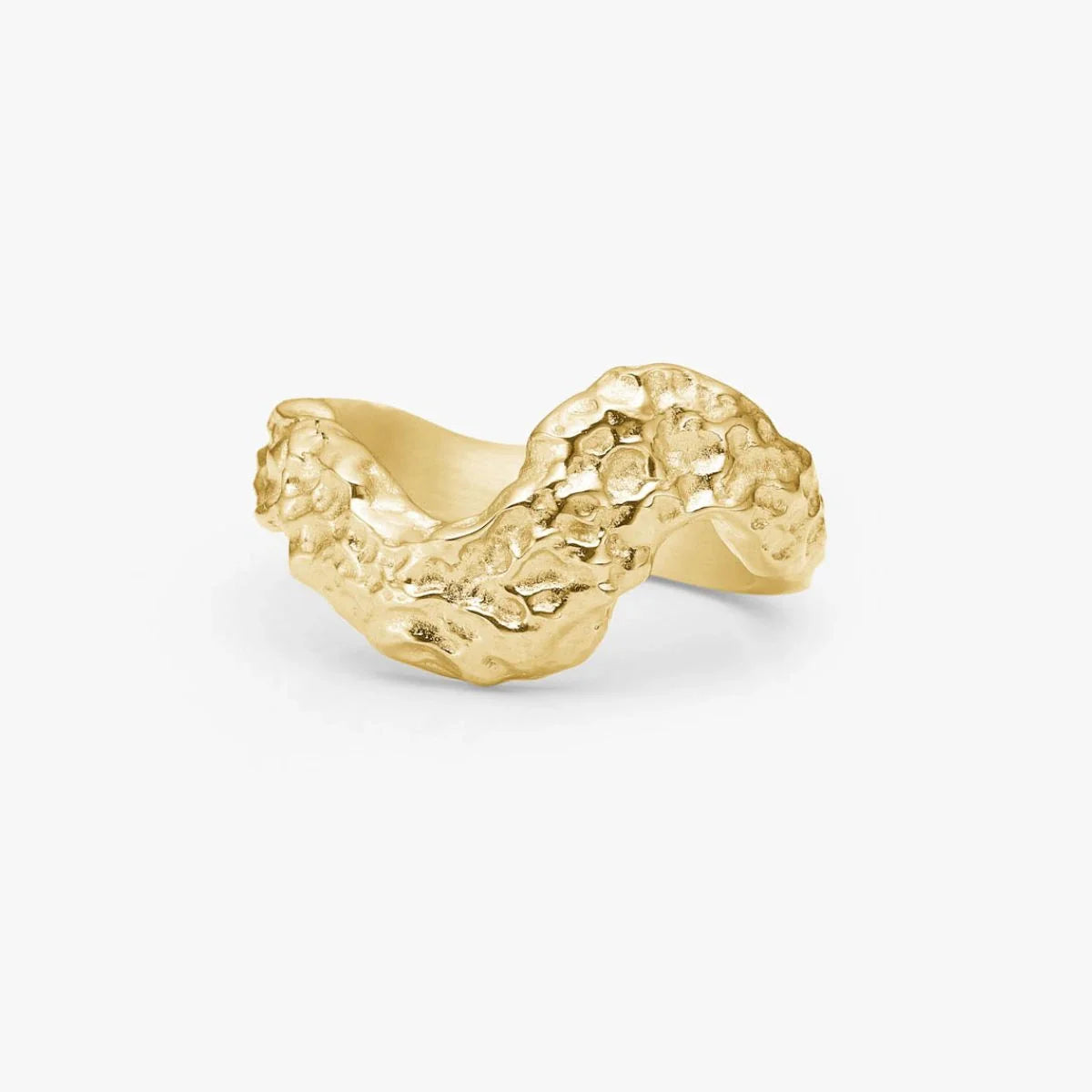 Scoria Wave Ring 18K Guldbelagt Stor