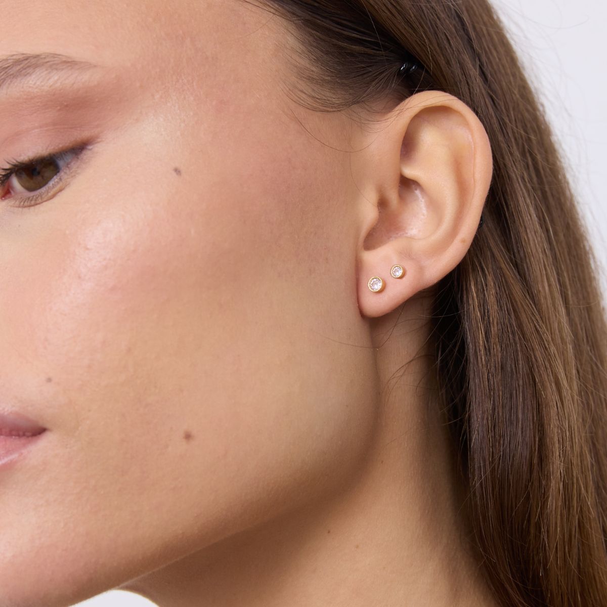 Classic Krystal Stud Øreringe 18K Guldbelagt 3mm