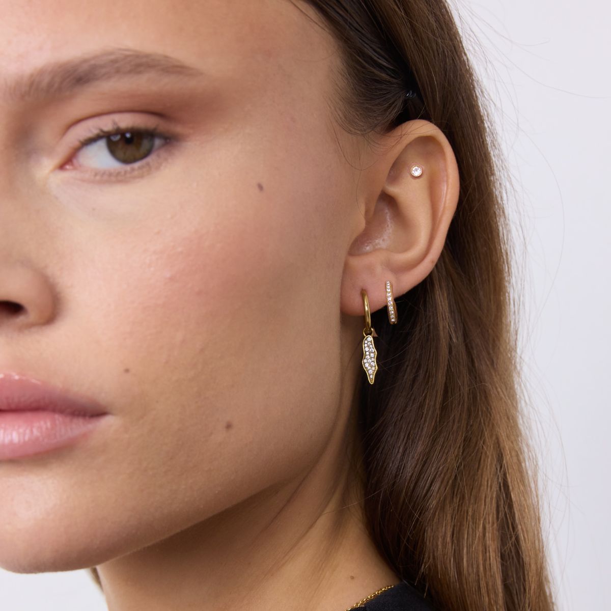 Classic Creoler Krystal Rock 18K Guldbelagt 10mm