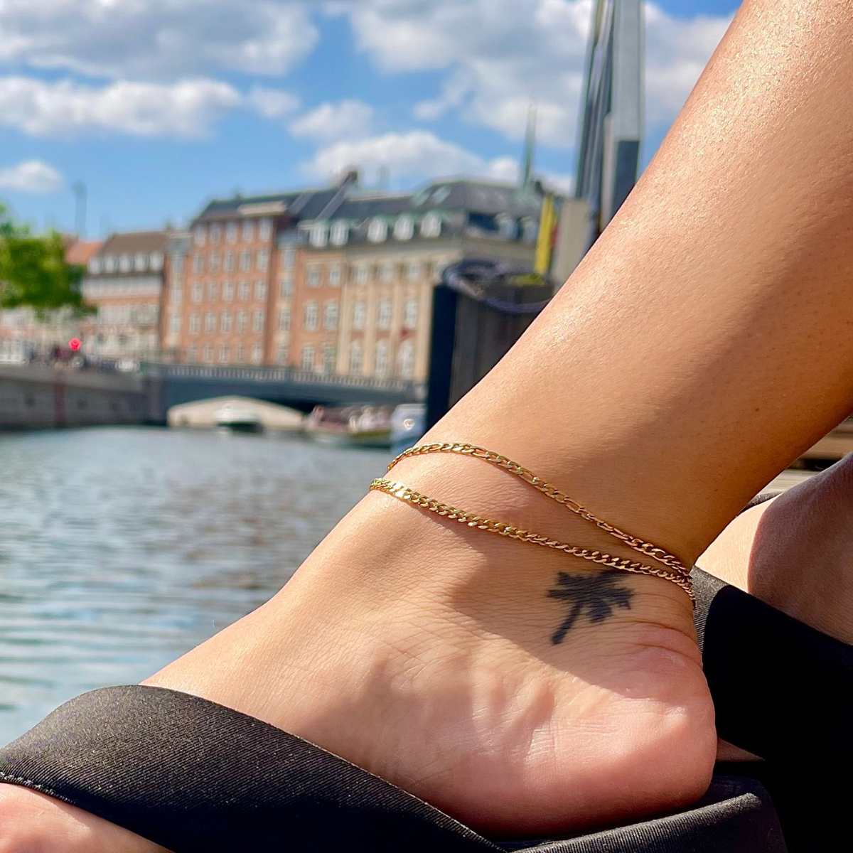 Figaro Ankelkæde 18K Guldbelagt 3mm