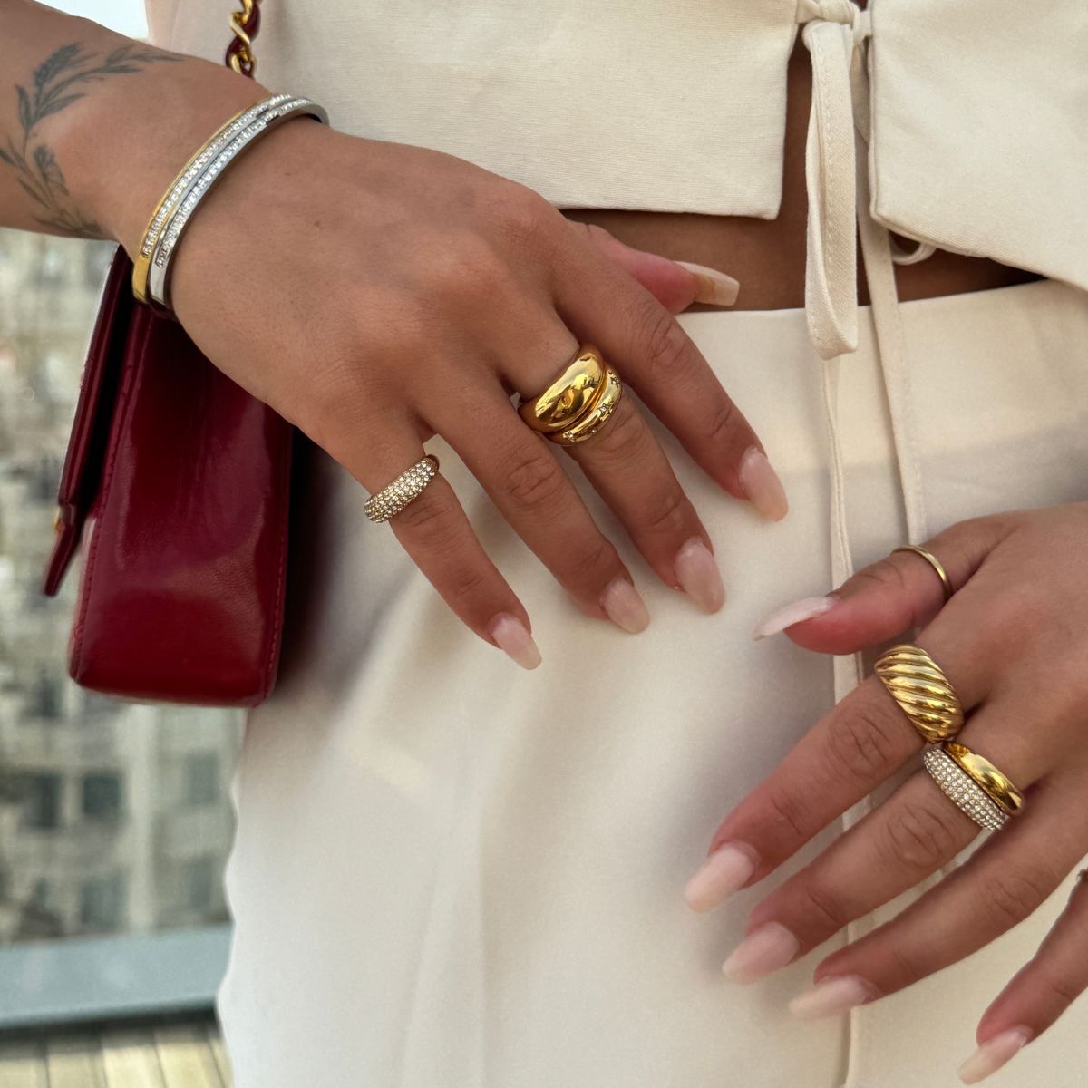 Classic Dome Pavé Krystal Ring 18K Guldbelagt
