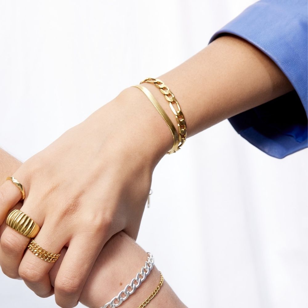 Flad Slange Armbånd 18K Guldbelagt 4mm